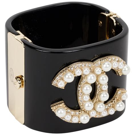 chanel black bracelet pearl|chanel cuff bracelet price.